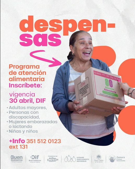 DIF Zamora invita a inscribirse al padrón de despensas